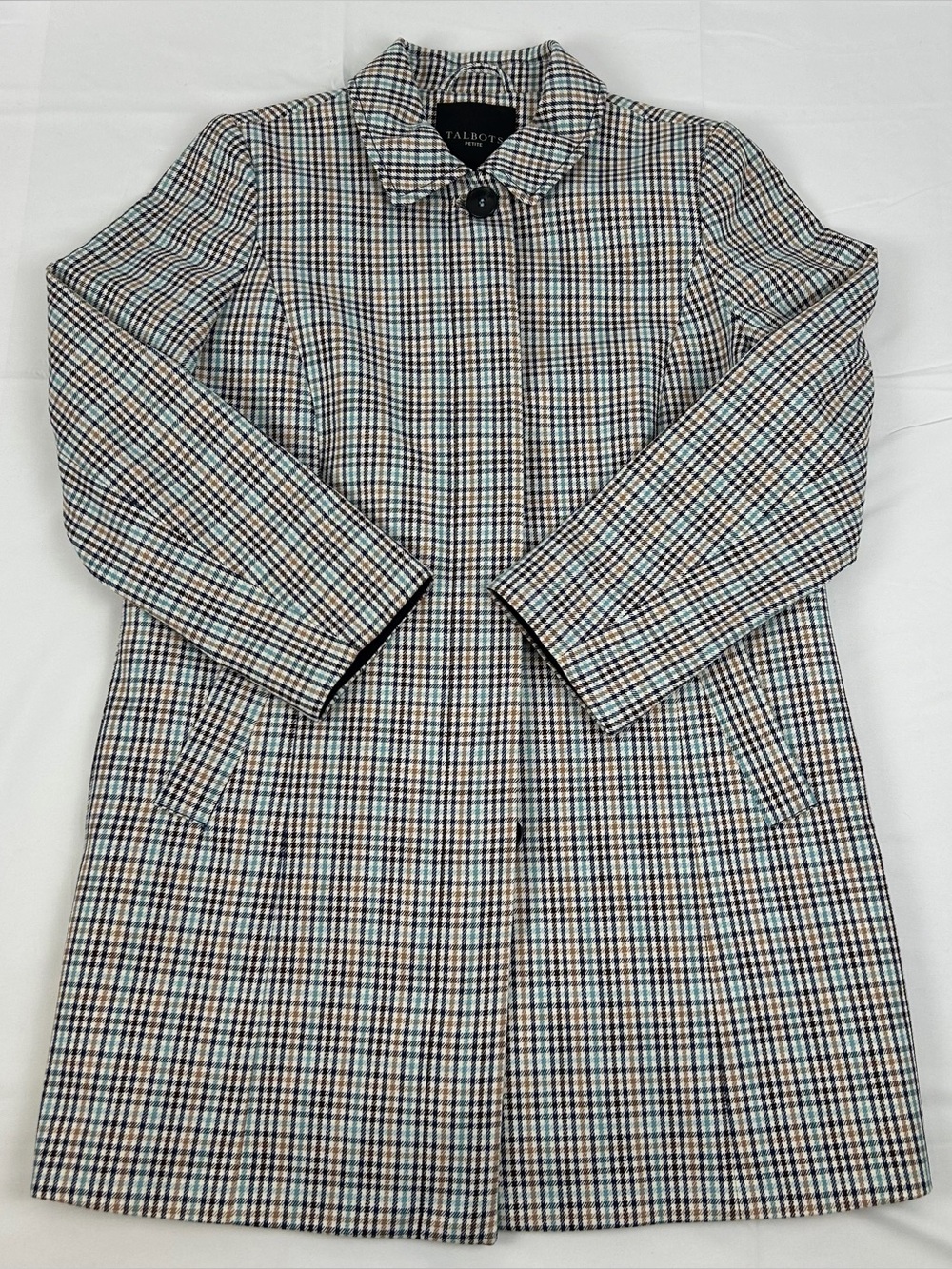 *NEW* Talbots Checkered Mac Plaid Coat Jacket Size 8P